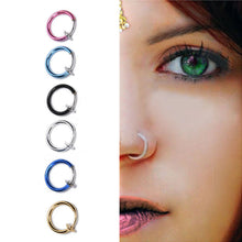 2Pcs Tongue Ring Goth Punk Clip On Fake Piercing Body Nose Lip Rings Hoop Ear Tongue Ring