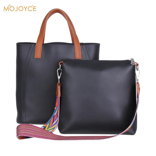 2PcWomen BagLuxury HandbagDesignPU LeathMessengCasual Tote Bag Set Rainbow Strap Women ShouldBagSac a main