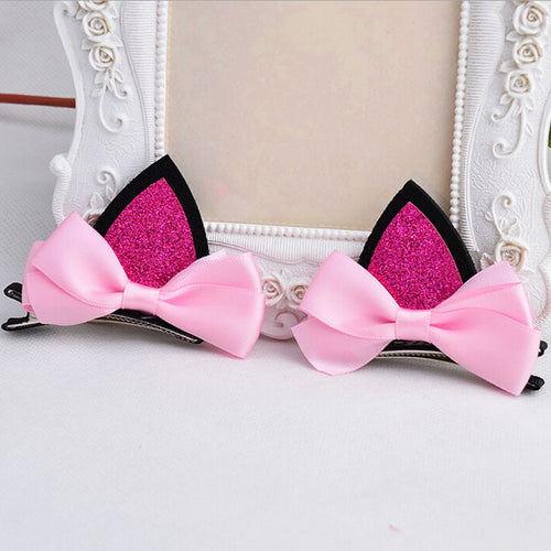 2Pcs children baby girls flower cat ears hairpin hair accessories clip hairpins barrettes headwear