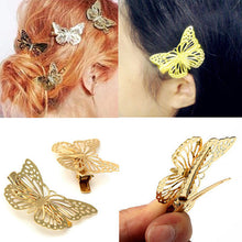 2Pcs gold hollow out bow butterfly barrette hair pins hair clip accessories daughter gift girls headpiece