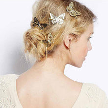 2Pcs gold hollow out bow butterfly barrette hair pins hair clip accessories daughter gift girls headpiece