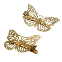 2Pcs gold hollow out bow butterfly barrette hair pins hair clip accessories daughter gift girls headpiece