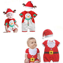 2pcss Baby Boys Girls Xmas Santa Claus Clothing Set Short Sleeve Romper Jumpsuit + Hat Outfit Clothes Sets Christmas Gifts