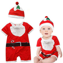 2pcss Baby Boys Girls Xmas Santa Claus Clothing Set Short Sleeve Romper Jumpsuit + Hat Outfit Clothes Sets Christmas Gifts