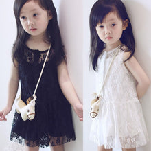 2pcss Kids Girls Sleeveless Dress Lace Floral Braces Dress Sundress Costume 2-7 Year PY1
