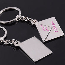 2pcs Lover's Keyrings Envelope "I love you" Engraved Cupid's Arrow Heart Keychains