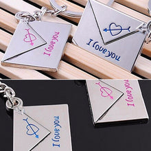 2pcs Lover's Keyrings Envelope "I love you" Engraved Cupid's Arrow Heart Keychains