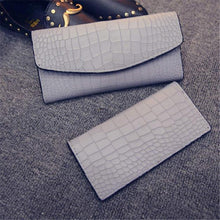 2pc Fashion Luxury Women Lady Faux Crocodile Skin Pattern Leather Clutch Wallet Long Purse Cash Holder Wallets