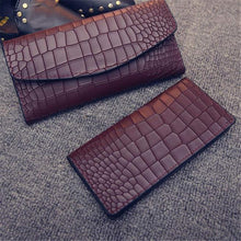 2pc Fashion Luxury Women Lady Faux Crocodile Skin Pattern Leather Clutch Wallet Long Purse Cash Holder Wallets