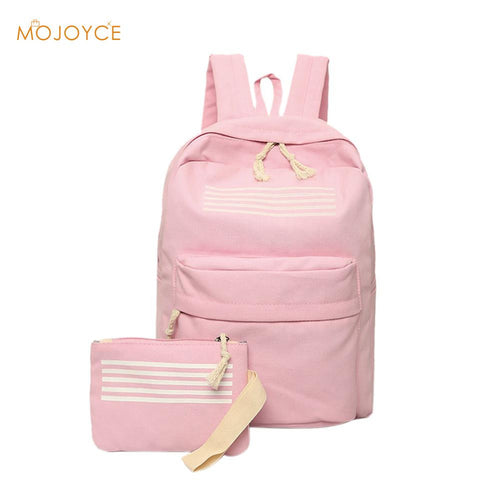 2pcWomen CanvaBackpack Embossed Travel bagPrinting BackpackLaptop Backpack For Teenage Girl with Small Pouch