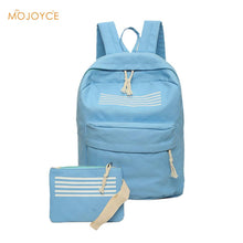 2pcWomen CanvaBackpack Embossed Travel bagPrinting BackpackLaptop Backpack For Teenage Girl with Small Pouch