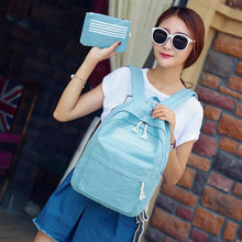 2pcWomen CanvaBackpack Embossed Travel bagPrinting BackpackLaptop Backpack For Teenage Girl with Small Pouch