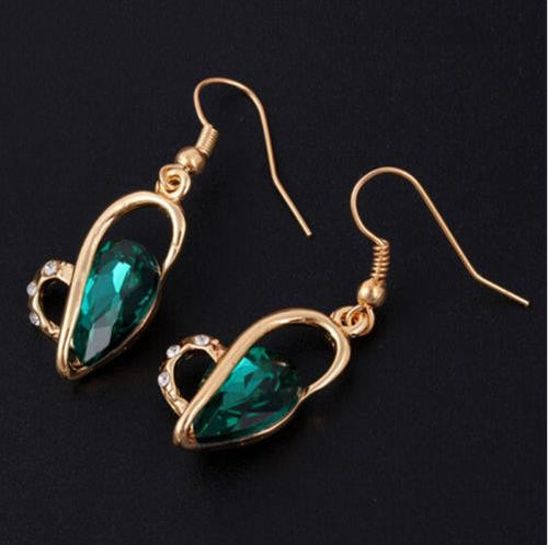 3 Color Necklace Earrings Heart Love Crystal Rhinestone Gem Party Jewelry Sets For Women Jewelry Set