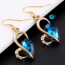 3 Color Necklace Earrings Heart Love Crystal Rhinestone Gem Party Jewelry Sets For Women Jewelry Set