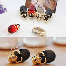 3 Colors Creative Punk Rhinestone Crystal Women Femal Skull Earrings Pierced Stud Earrings Girls Gifts Jewelry
