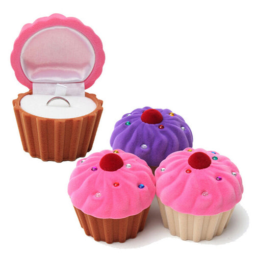 3 Colors Lovely CupCake Cake Shape Earring Ring Jewelry Storage Box Storage Boxes For Women Girls