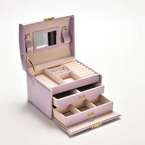 3 Colors Three Layers Jewelry Boxes Makeup Case Jewelry Organizer Carrying Cases with mirror Gifts for Women Girl