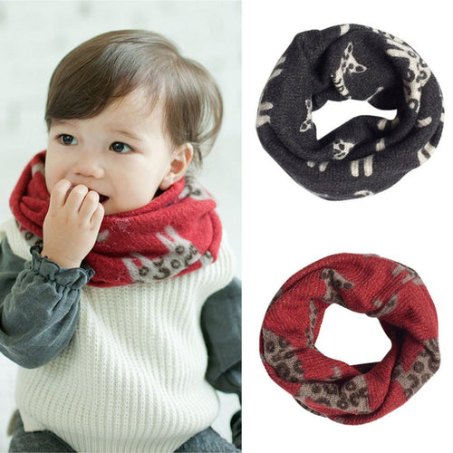 3 Colors Toddler Baby Boy Girls Warm Scarf Neckerchief Cat Pattern Imitation Cute Infant Scaves