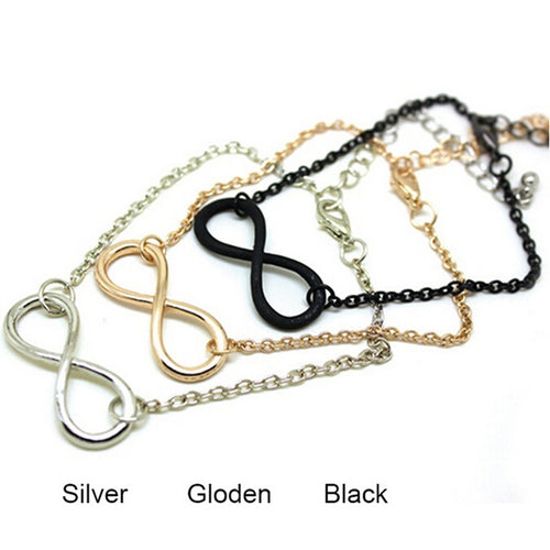 3 Colour  Popular Gold/Silver /Black Cross Infinity Chain Bracelets Bangles Jewelry For Women