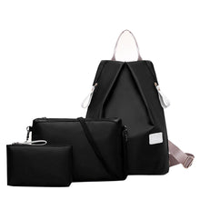 3 PcWomen Nylon Backpack MochilaFeminina Travel Back Pack Schoolbag For TeenagGirlNylon Composite Bag Sets