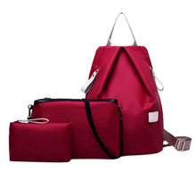 3 PcWomen Nylon Backpack MochilaFeminina Travel Back Pack Schoolbag For TeenagGirlNylon Composite Bag Sets