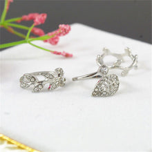 3 pc Gold Silver Sweet Rhinestone Leaf Knuckle Top of Finger Rings for women midi ring set