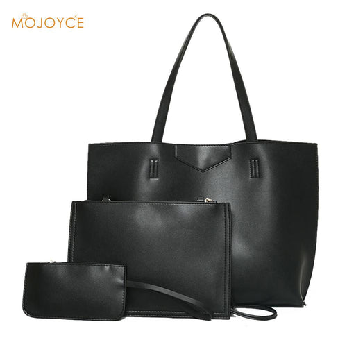 3 Set HandbagCasual Tote Bag PU LeathWomen MessengBagWomen Clutch Bag Purse Solid ShouldBagfor Office Lady