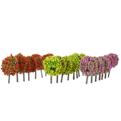 30Pcs Ball-shaped Flower Trees Model Mixed 3 Colors Tree Model Landscape Trees Train Layout Garden Scenery Diorama Miniature