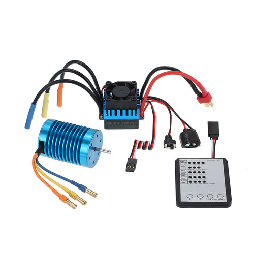 3650 3300KV4P Brushless Motor and 45A Brushless ESC LED Programming Card Combo Set for 110 Scale RC Car Spare Parts