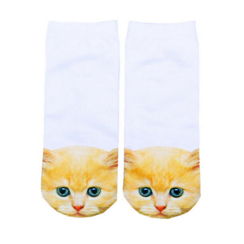 3D Printed Low Cut Ped Socks Cute Kawaii Cartoon Cat Animal Funny Short Socks For Women Girls 9 Colors