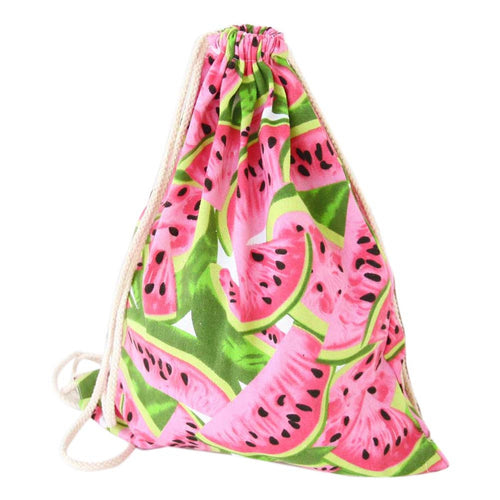 3D Watermolon Printing CanvaDrawstring Backpack Casual Women BackpackLarge School Backpack GirlMochila Feminina Beach Bag