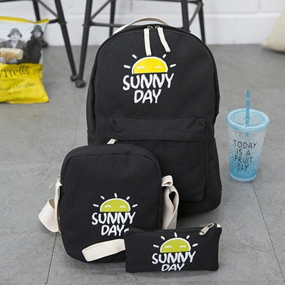 3PC Women Backpack for School Teenagers Girls Preppy Style Ladies Girls Bag Printing Backpack Sac Purse