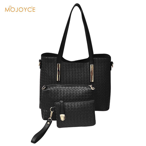 3Set Knitting Women Handbag Composite Bag Tote LadieClutch HandbagMessengBag Clutch Walletsac a main
