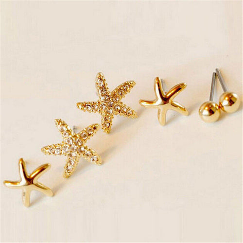 3pairs/bag Starfish Shaped Earrings For Women Stud Earring Brincos Earing Earings Jewelry