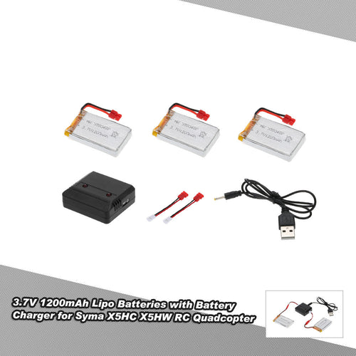 3pcs 37V 1200mah Lipo Batteries 2 in 1 Battery Charger for Syma X5HC X5HW RC Quadcopter