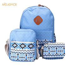 3pcEthnic Women Backpack CanvaPrinting for School TeenagerGirlLadieSchoolbag Cartoon Travel Backpack
