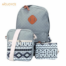 3pcEthnic Women Backpack CanvaPrinting for School TeenagerGirlLadieSchoolbag Cartoon Travel Backpack