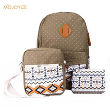 3pcEthnic Women Backpack CanvaPrinting for School TeenagerGirlLadieSchoolbag Cartoon Travel Backpack