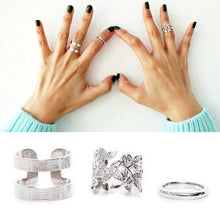 3pcs/ lot Punk Metal Gold/Silver Leaf Rings For Women Hollow Out Leave Band Midi Finger Knuckle Ring Set