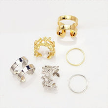 3pcs/ lot Punk Metal Gold/Silver Leaf Rings For Women Hollow Out Leave Band Midi Finger Knuckle Ring Set