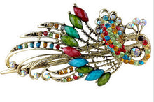 4.7x2.3 inch Lovely Peacock Hair Clip Women Hair Clips Blue Hairpin Vintage Rhinestone Jewelry