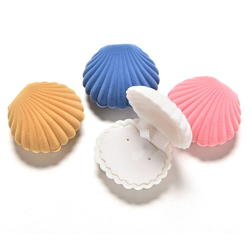 4 Colors Shell Velvet Earring Jewelry Storage Box Storage Boxes For Necklace ring earring
