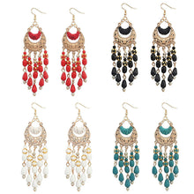4 Colors White Earrings Long Drop Earrings Bohemian Fringed Long Section Of Big Beads Earrings for Girls Women