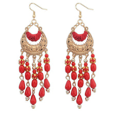 4 Colors White Earrings Long Drop Earrings Bohemian Fringed Long Section Of Big Beads Earrings for Girls Women