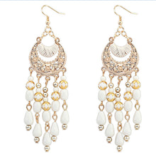 4 Colors White Earrings Long Drop Earrings Bohemian Fringed Long Section Of Big Beads Earrings for Girls Women