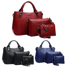 4 SetWomen Bag Crocodile Pattern Composite Bag Luxury Tote Bag Women LeathhandbagMessengBagClutch WalletPurse