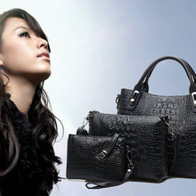 4 SetWomen Bag Crocodile Pattern Composite Bag Luxury Tote Bag Women LeathhandbagMessengBagClutch WalletPurse