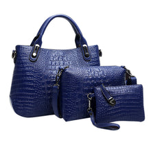 4 SetWomen Bag Crocodile Pattern Composite Bag Luxury Tote Bag Women LeathhandbagMessengBagClutch WalletPurse