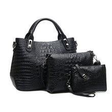4 SetWomen Bag Crocodile Pattern Composite Bag Luxury Tote Bag Women LeathhandbagMessengBagClutch WalletPurse