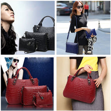 4 SetWomen Bag Crocodile Pattern Composite Bag Luxury Tote Bag Women LeathhandbagMessengBagClutch WalletPurse